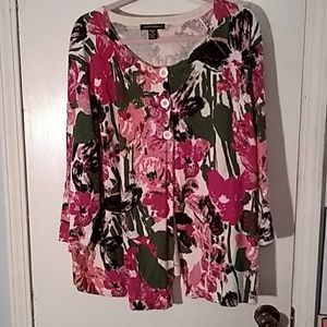 EUCDesigners Original 3X lt wt flowered cardigan